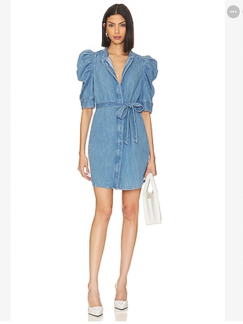 Frame Gillian Denim Short Puff Sleeve Mini Denim Dress. XS - Picture 9 of 9